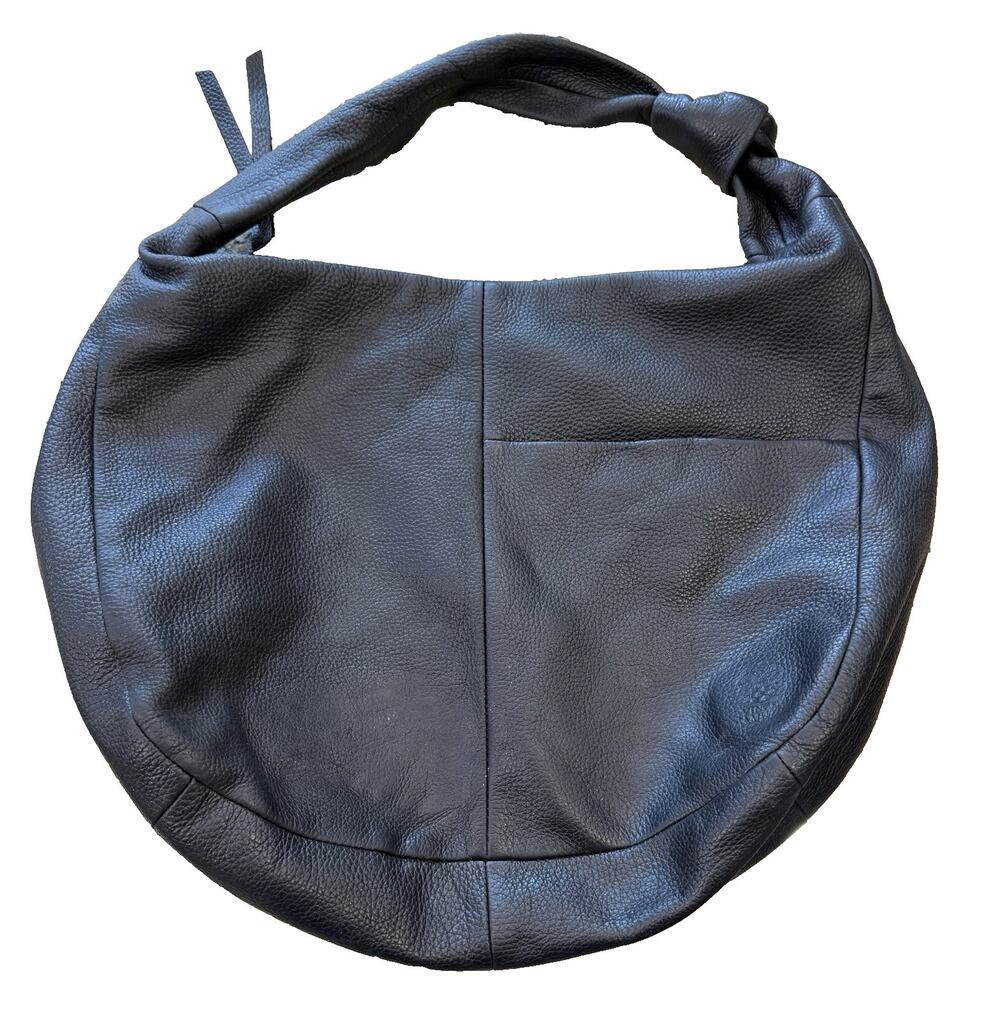 Vince Camuto Black Pebbled Leather Slouchy Hobo Crescent Shoulder Bag